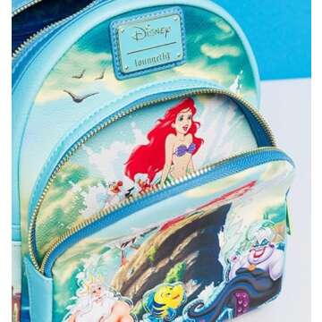 Loungefly Disney The Little Mermaid Ariel Scene Womens Double Strap Shoulder Bag Purse