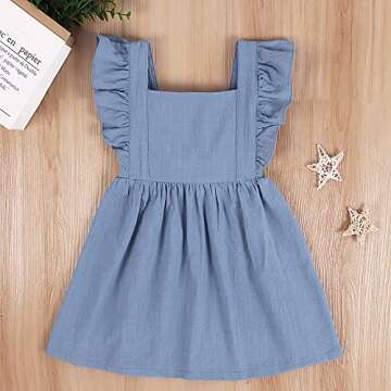 GLIGLITTR Toddler Cotton Linen Summer Dress for Girls