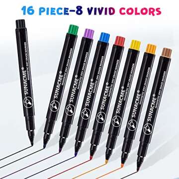 sunacme Magnetic Dry Erase Markers Fine Tip, 16-Pack Whiteboard Markers, Fine Point Dry Erase Marker...