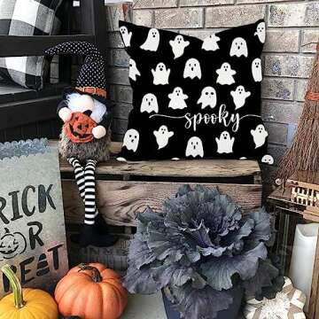 Pandicorn Halloween Throw Pillow Covers 18x18 Set of 4 Skeleton Bats Black Cat Ghost Fall Halloween Decorations Indoor Outdoor Pillows Decorative Throw Pillows Cases for Home Living Room Porch Decor