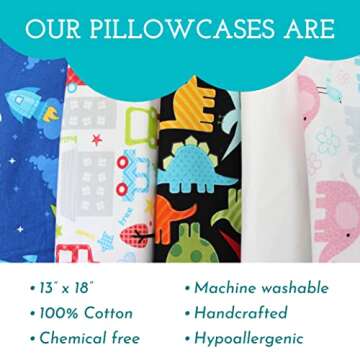 Little Sleepy Head Toddler Pillowcase, 100% Cotton & Hypoallergenic Pillow Case for Toddler Pillow, ...