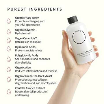 PURE'AM - Korean Toner for Dry Skin - Deeply Hydrating - Hyaluronic Acid & Vegan Ceramides - Korean Skincare Toner for Face, Sensitive Skin - Redness & Acne - 8.4 fl. oz, 250 ml