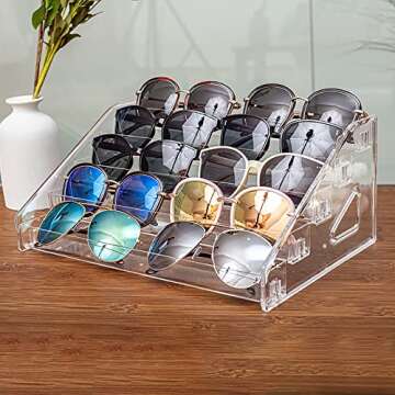 ALUYUYO Nail Polish Organizer Sunglass Organizer - 5 Layers Nail Polish Holder Sunglass Holder - Acr...