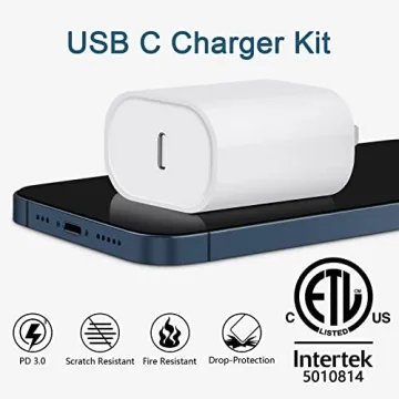 Fast 20W USB C Charger with 6FT Cable for Apple Devices