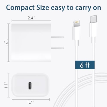 Fast 20W USB C Charger with 6FT Cable for Apple Devices
