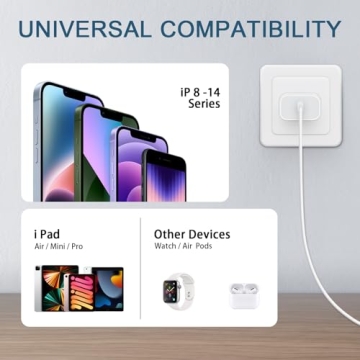 Fast 20W USB C Charger with 6FT Cable for Apple Devices