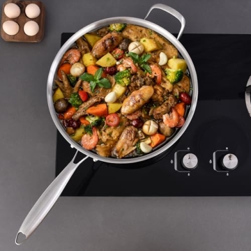LOLYKITCH Tri-Ply Stainless Steel 5.5 QT Wok Pan