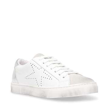 STEVEN by Steve Madden Women's REZZA Sneaker, White, 9 M US