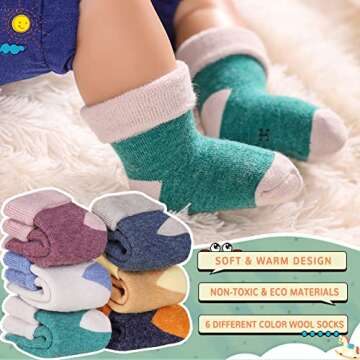 Eocom 6 Pairs Children's Winter Thick Warm Wool Socks - Cozy & Cute!