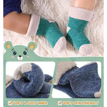 Eocom Comfortable Kids Winter Wool Socks for Ages 0-5