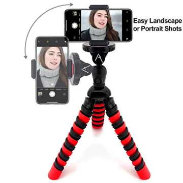 Acuvar 12" Inch Flexible Camera Tripod with Wrapable Disc Legs & Quick Release Plate + Universal Sma...