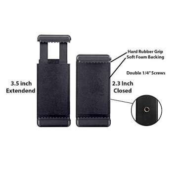 Acuvar 12" Inch Flexible Camera Tripod with Wrapable Disc Legs & Quick Release Plate + Universal Smartphone Mount for All Smartphones