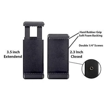 Acuvar 12" Inch Flexible Camera Tripod with Wrapable Disc Legs & Quick Release Plate + Universal Smartphone Mount for All Smartphones