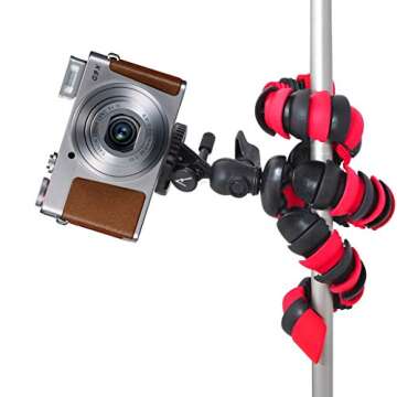 Acuvar 12" Inch Flexible Camera Tripod with Wrapable Disc Legs & Quick Release Plate + Universal Smartphone Mount for All Smartphones