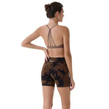 AUROLA Dream Tie Dye Workout Shorts for Women Seamless Scrunch Soft Active Shorts,Brown-Black Tie Dye,S