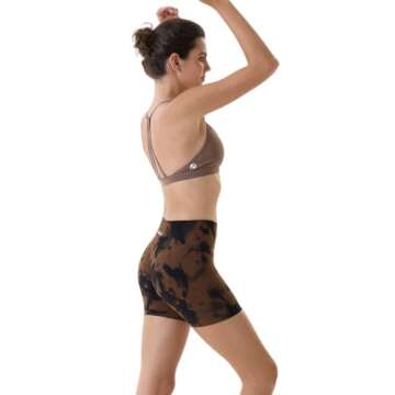 AUROLA Dream Tie Dye Workout Shorts for Women Seamless Scrunch Soft Active Shorts,Brown-Black Tie Dye,S