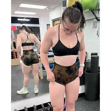 AUROLA Dream Tie Dye Workout Shorts for Women Seamless Scrunch Soft Active Shorts,Brown-Black Tie Dye,S