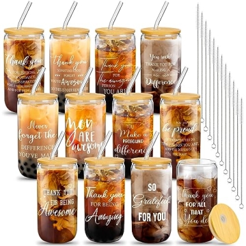 Purpeak 12 Set Employee Appreciation Gift – Thank You Glass Cups