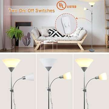 DINGLILIGHTING LED Floor Lamp DLLT Mother-Daughter Floor Lamps with Reading Lights, Modern Standing ...