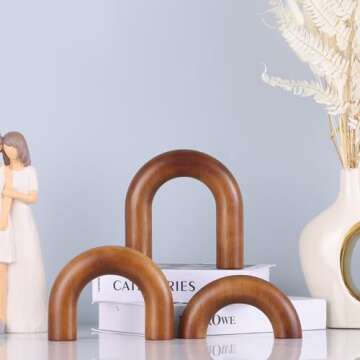 XMGZQ Neutral Home Decor Aesthetic,Living Room Decor and Accessories,Japanese Entryway Decor Objects,Bookshelf Decor,Decorative Books for Home Decor Accents,Coffee Table Decor Items,Brown Wood Arch