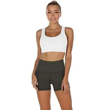 icyzone Strappy Sports Bra for Women - Supportive Gym Workout Yoga Bra with Removable Cups (M, Off W...