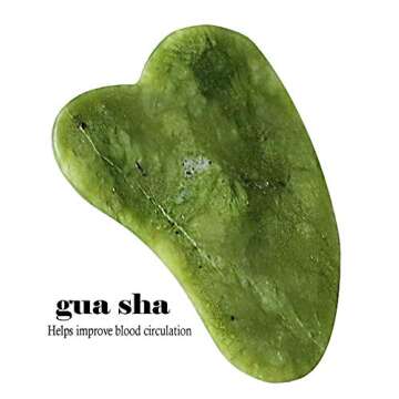 Jade Roller & Gua Sha masssage tool Skin Detox, Massager Roller Reduce Wrinkles Face Body Eyes Neck Original Natural Jade Stone Anti-Aging Roller Massager Treatment Natural Beauty Skincare facial Tool