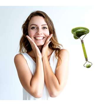 Jade Roller & Gua Sha masssage tool Skin Detox, Massager Roller Reduce Wrinkles Face Body Eyes Neck Original Natural Jade Stone Anti-Aging Roller Massager Treatment Natural Beauty Skincare facial Tool