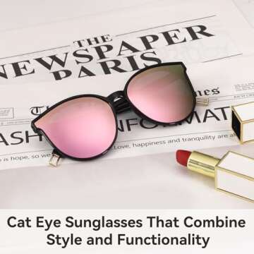 Polarized Oversized Sunglasses for Women Men Trendy Cateye Sun Glassses Retro Large Frame Shades Mirrored Pink