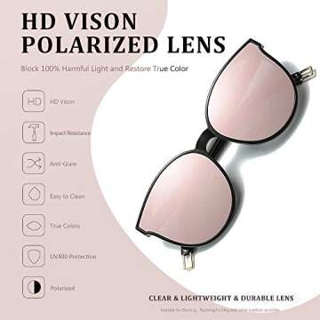 Polarized Oversized Sunglasses for Women Men Trendy Cateye Sun Glassses Retro Large Frame Shades Mirrored Pink