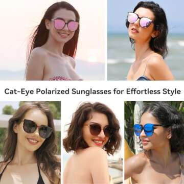 Polarized Oversized Sunglasses for Women Men Trendy Cateye Sun Glassses Retro Large Frame Shades Mirrored Pink