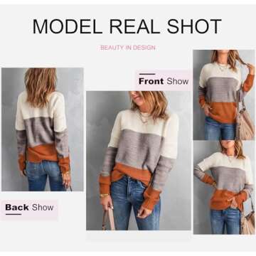 Stylish Dokotoo Color Block Pullover for Modern Women