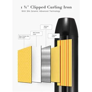 LANVIER 1.25 Inch Curling Iron, Extra Long Barrel 1 1/4 Inch Curling Iron for Long Hair up to 450F, Worldwide Dual Voltage Hair Curler for Traveling, Hair Waving Style Tool Black