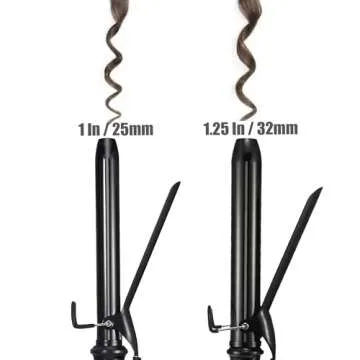 LANVIER 1.25 Inch Curling Iron, Extra Long Barrel 1 1/4 Inch Curling Iron for Long Hair up to 450F, Worldwide Dual Voltage Hair Curler for Traveling, Hair Waving Style Tool Black