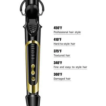 LANVIER 1.25 Inch Curling Iron, Extra Long Barrel 1 1/4 Inch Curling Iron for Long Hair up to 450F, Worldwide Dual Voltage Hair Curler for Traveling, Hair Waving Style Tool Black