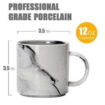 Smilatte 12 oz Stackable Coffee Mugs for Office, M101 Novelty Marble Ceramic Cup for Boy Girl lover ...