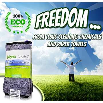 Life Miracle Nano Towels Minis - Amazing Eco Fabric That Cleans Virtually Any Surface with Only Water. Travel Size. No More Paper Towels Or Toxic Chemicals. 4-Pack (8x8, Grey)