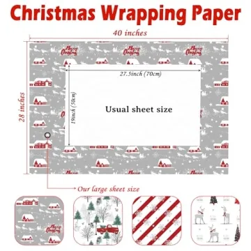 Cuitpan Christmas Wrapping Paper Bundle - 6 Jumbo Sheets