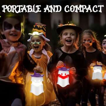 EverBrite 3-Pack Halloween Hanging Ghost Lights, Collapsible Ghost Camping Lantern, Two Color Changing, Indoor/Outdoor Halloween Spooky Party Decorations, Battery Included