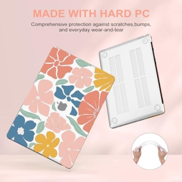 iCasso Compatible with MacBook Air 15 inch Case 2024 2023 M3 M2 Chip Model A3114 A2941, Protective Hard Shell Case for MacBook Air 15.3 inch+Keyboard Cover + Screen Protector, Colorful Flower