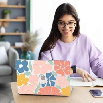 iCasso Compatible with MacBook Air 15 inch Case 2024 2023 M3 M2 Chip Model A3114 A2941, Protective Hard Shell Case for MacBook Air 15.3 inch+Keyboard Cover + Screen Protector, Colorful Flower