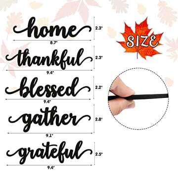 Thanksgiving Black Wooden Table Word Place Setting 5PCS Thankful Grateful Blessed Gather Home Tables...
