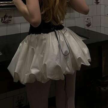 DSORVICD Women Y2k Ruffle Bubble Skirt Cute High Waist Mini Skirt Balloon Short Skirt Layered Pleated A Line Skirt Streetwear