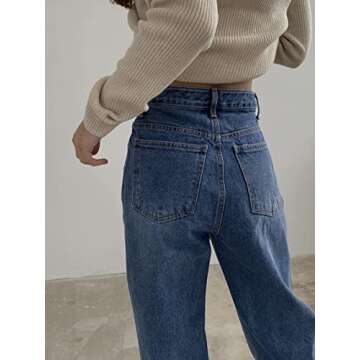 High Waist Boyfriend Jeans for Women Y2K Trendy Straight Jeans Girls Wide Leg Vintage 90s Denim Pant...