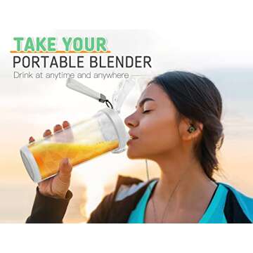 Portable Blender, 20 Oz Personal Blender for Shakes and Smoothies with 6 Blades, Small Fresh Juicer Portable Blender Cup Rechargeable BPA-Free, Mini Blender Portable for Travel/Office/Home/Gym/Camping