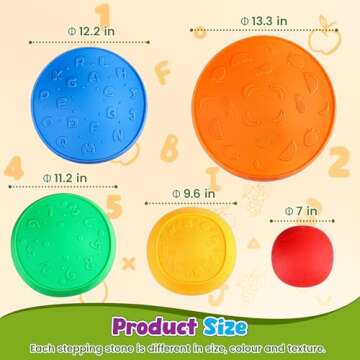 Astrell Stepping Stones for Kids - 5pcs Durable Non-Slip Toddler Stepping Stones for Promoting Toddl...