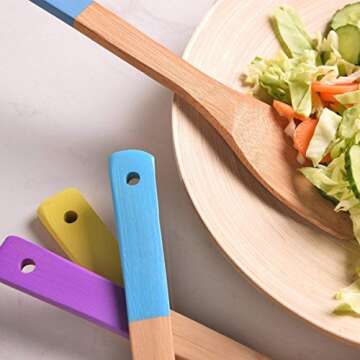 Heselian 6 Piece Bamboo Cooking Utensil Set for Eco-Friendly Cooking