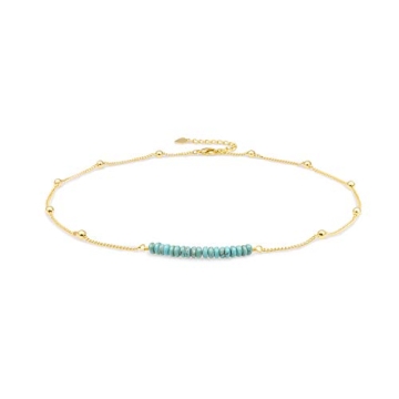 Exquisite 18K Gold Turquoise Bead Choker Necklace for Women
