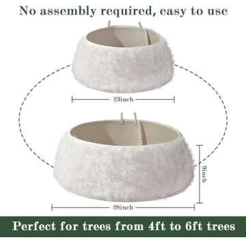 Bunny Chorus Christmas Tree Collar, Snow White Luxury Thick Plush Faux Fur Tree Collars, Rustic Xmas...