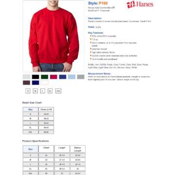 Hanes Mens ComfortBlend EcoSmart Crew Sweatshirt White - Eco-Friendly Comfort