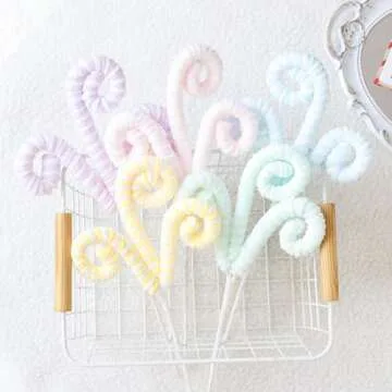 5Pcs Pastel Color Christmas Tree Picks for Christmas Tree Topper Decorations 14.5 Inch Christmas Ornaments Glitter Sequins Candy Shape Curly Picks for Xmas Tree Wreath Vase Garland Home Holiday Party